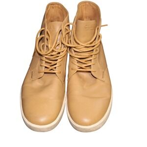 Clae Los Angeles Tan Leather Mid Top Sneakers Mens Minimalist Lace Up Shoes 11.5
